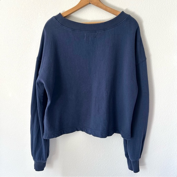 Anthropologie 100% Cotton Floral Appliqué Pullover Sweatshirt Boxy Cozy Size M - Picture 7 of 9